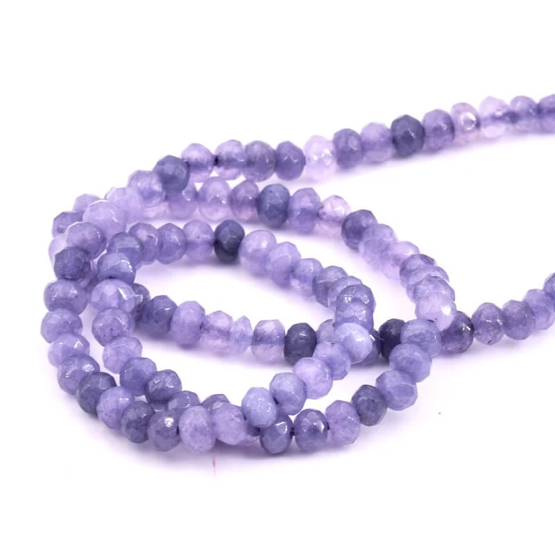 Perles Rondelles Facettes En Jade Teinté Lilas 4x2.5mm - Trou: 1mm (1 Fil-34cm) 1 Perles Rondelles Facettes En Jade Teinté Lilas 4x2.5mm - Trou: 1mm (1 Fil-34cm)
