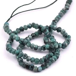 Perles Rondelles Facettes Jade Teinté Turquoise Picasso 4x2.5mm - Trou: 1mm (1 Fil-34cm)