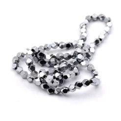Perles Polygone En Hématite Synthétique Argenté 4mm (1 Fil-38cm)