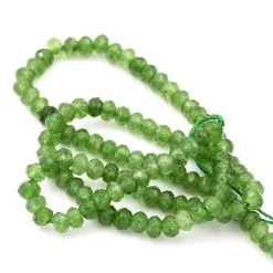 Perle Rondelle à Facettes En Jade Teinté Vert Olive 4x3mm (1 Fil-34cm)