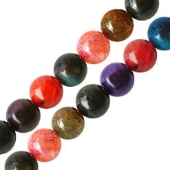 Perle Agate De Feu Ronde Multicolore 6mm Sur Fil (1)