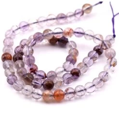 Perle Ronde Quartz Lodolite Violet 6mm - Trou 0.9mm (1 Fil-38cm)