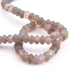 Perles Rondelles Donuts Agate Grise 8x5mm - Trou: 1mm (1 Fil - 39cm)