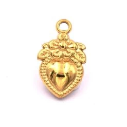 Pendentif Coeur Rétro En Acier Inoxydable Doré - 21x13mm (1)