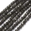 Perles Noires Obsidienne à Facettes, 2mm, Trou: 0.5mm, 165 Pcs/fil, (38 Cm) (1)
