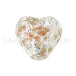 Perle De Murano Coeur Or Et Argent 10mm (1)
