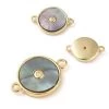 Connecteur Lien En Nacre De Paua Et Zircon Serti Doré Or Fin Qualité 12 Mm (1)