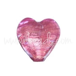 Perle De Murano Coeur Rubis Et Or 10mm (1)