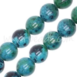 Perles Rondes Azurite Chrysocolle 10mm Sur Fil (1)