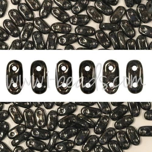 Perles 2 Trous CzechMates Bar 2x6mm Jet Bronze Picasso (10g) 1 Perles 2 Trous CzechMates Bar 2x6mm Jet Bronze Picasso (10g)