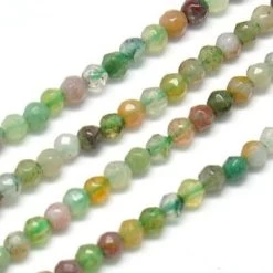 Perles à Facettes En Agate Indienne, Rondes, Environ 1.8-2mmx0.5 - 180 /fil -39cm (1 Rang)