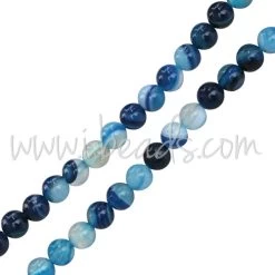 Perles Rondes Agate Bleu 4mm Sur Fil (1)