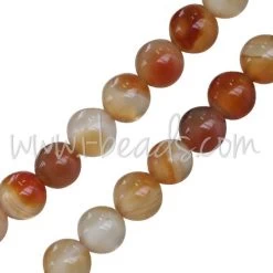 Perles Rondes Agate Orange 6mm Sur Fil (1)