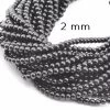 Perles Rondes Hématite Reconstituée Magnétique 2mm Sur Fil 40 Cm 165 Perles (1 Fil)