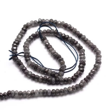 Perle Jade Teinté Gris Picasso Rondelle à Facettes 4X2.5mm - Trou:1mm (1 Rang) 1 Perle Jade Teinté Gris Picasso Rondelle à Facettes 4X2.5mm - Trou:1mm (1 Rang)