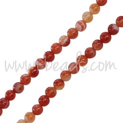 Perles Rondes Agate Orange 4mm Sur Fil (1)