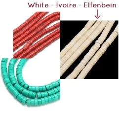 Perles Heishi Turquoise ImitationBLANCHE 4x2mm 38cm (Vendu Par 1 Rang)