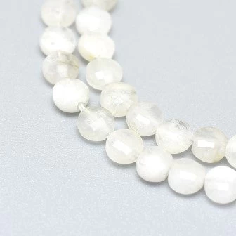 Pierre De Lune Naturelle Perles Rondes Plates à Facettes 3.5-4mm Trou:0.6mm (20) 1 Pierre De Lune Naturelle Perles Rondes Plates à Facettes 3.5-4mm Trou:0.6mm (20)