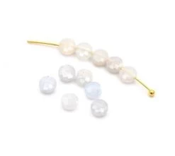 Aigue Marine Perles Rondes Plates à Facettes 4mm Trou:0,7mm (10)