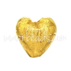 Perle De Murano Coeur Cristal Et Or 10mm (1)