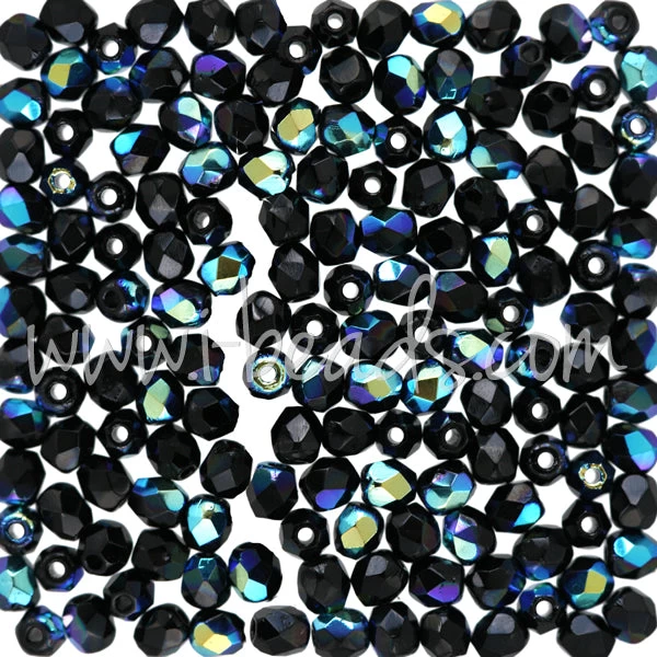 Perles Facettes De Bohème Jet Ab 3mm (50) 1 Perles Facettes De Bohème Jet Ab 3mm (50)