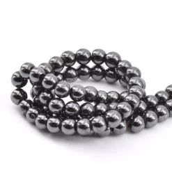 Perles Rondes Hématite Reconstituée Magnétique 6 Mm Sur Fil 40 Cm 72 Perles (1 Fil)