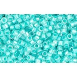 Cc793 - Perles Toho Treasure 11/0 Rainbow Crystal/pale Turquoise Lined (5g)