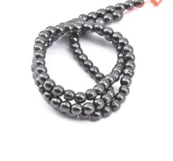 Perles Rondes Hématite Reconstituée Magnétique 4mm Sur Fil 40 Cm 70 Perles (1 Fil)