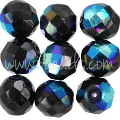 Perles Facettes De Bohème Jet Ab 12mm (6)