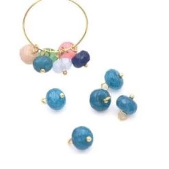 Breloques Perles Jade Naturelle Couleur VERT CANARD 8mm + Anneau Doré (Par 2)