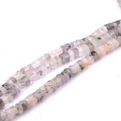 Heishi Perle Rondelle Quartz Rutile 5-6x2-4mm (1 Fil-32cm)